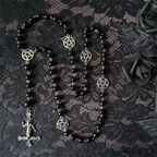 Baphomet Pentagram Cross Necklace — Black Metal