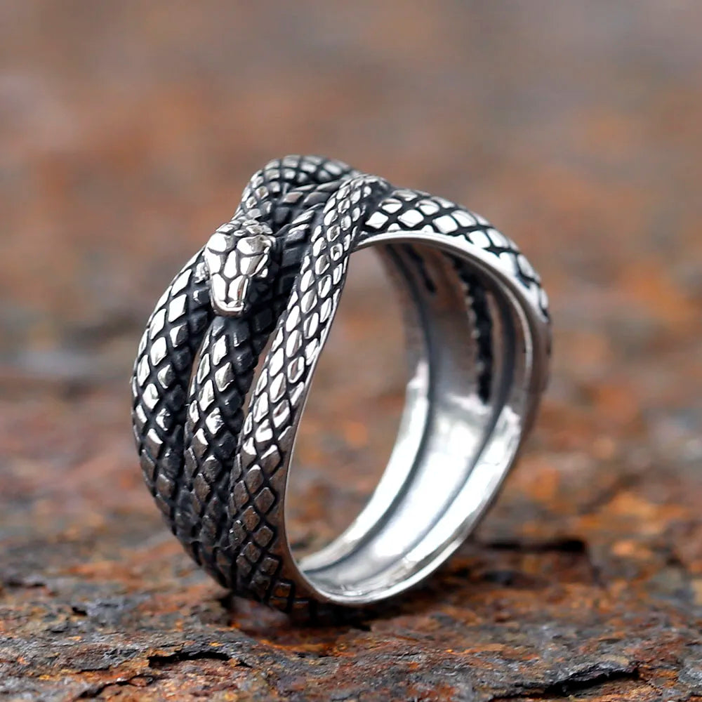 2024 New Good Detail Men's Punk Rock FASHION Ring With 3D Snake Gothic Style 316L Stainless Steel Biker Anel Movie