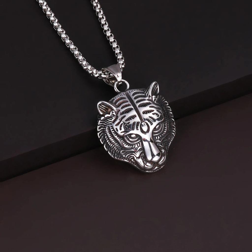 Wolf Tiger Lion Pendant Necklace — Stainless Steel