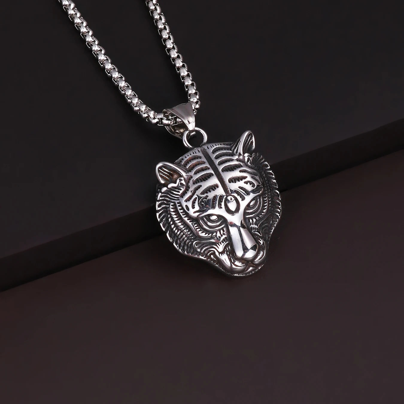Wolf Tiger Lion Pendant Necklace — Stainless Steel