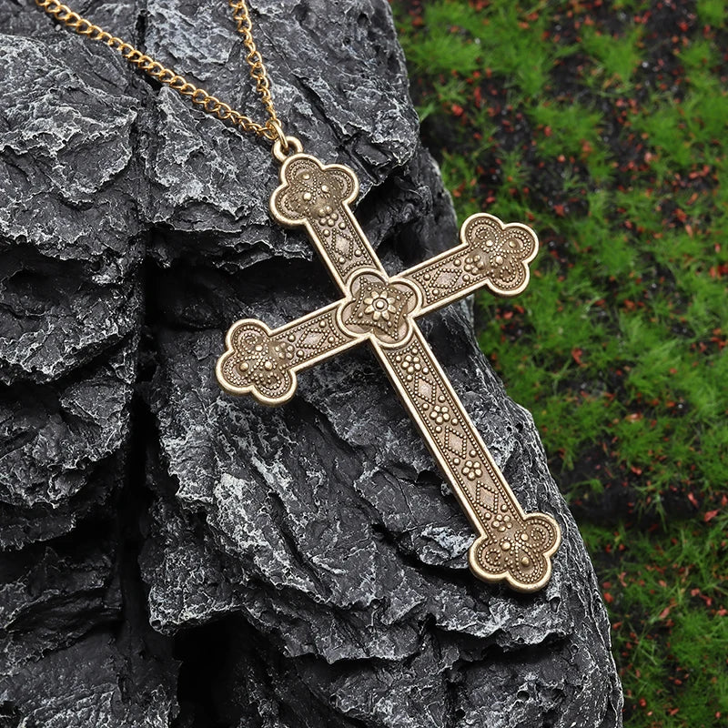 Vintage Catholic Cross Pendant Necklace — Amulet