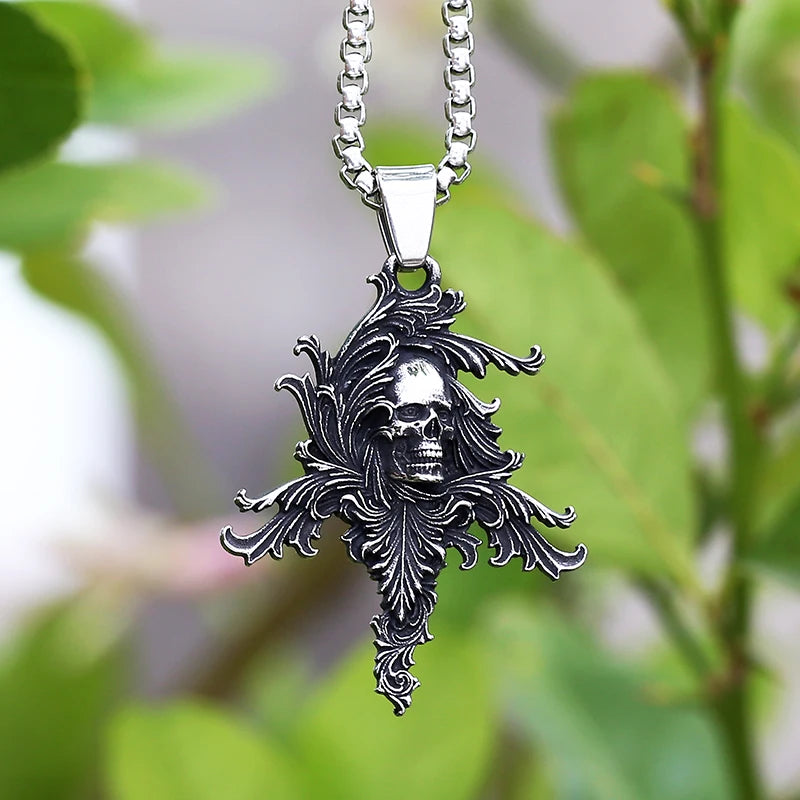 Three Wise Skulls Pendant — Stainless Steel