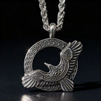 Odin Steel Pendant Viking Raven Norse Huginn