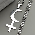 Lilith Moon Cross Pendant — Stainless