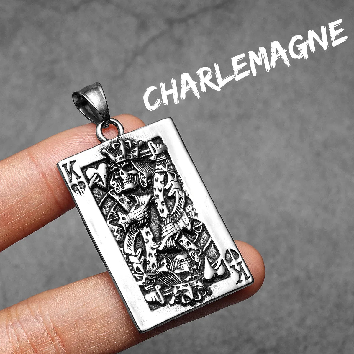 Poker Carving Pendant — Stainless Steel
