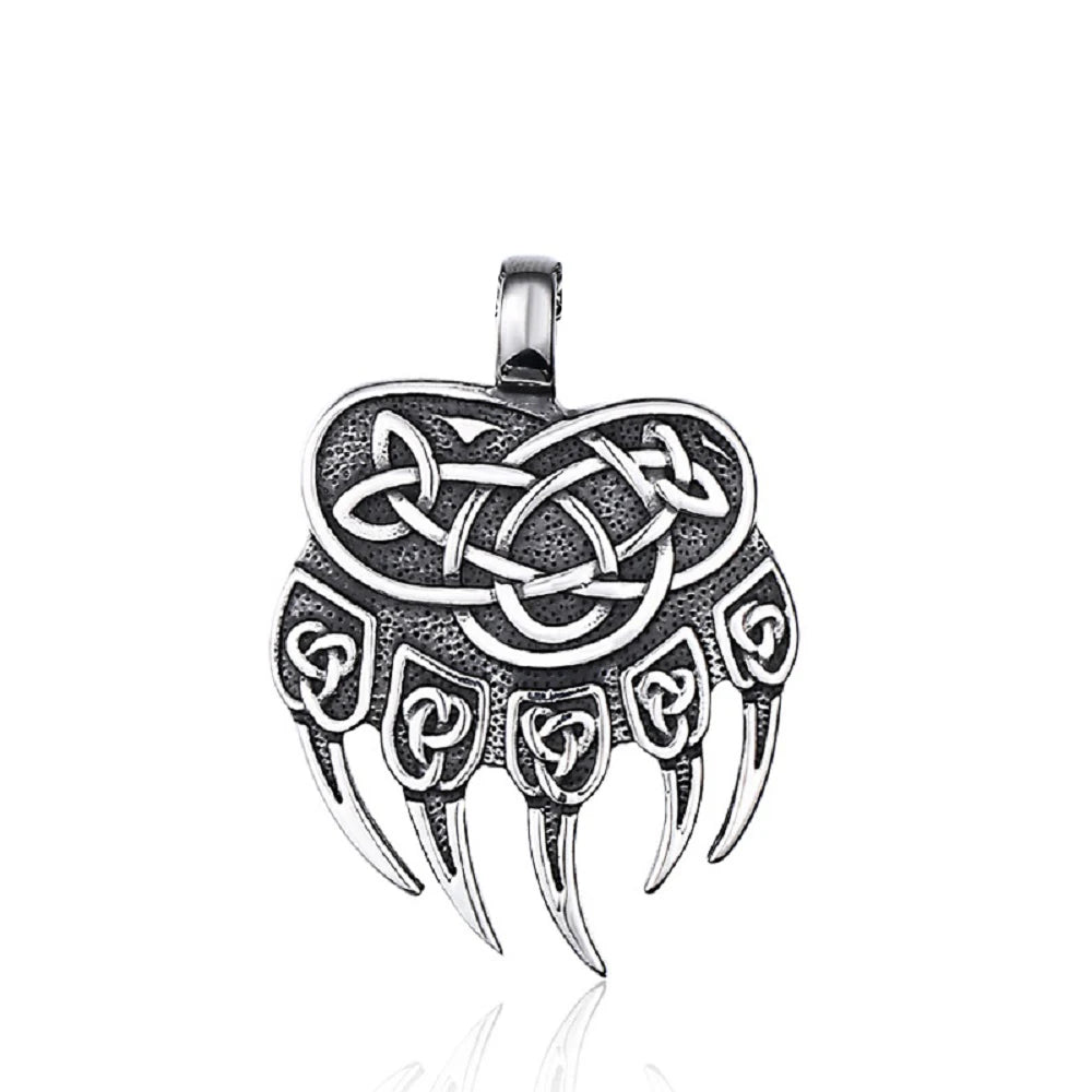 Viking Steel Pendant Vintage Unique Bear Claw