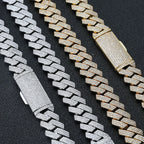 Iced Out Cuban Necklace Stainless Steel 16MM 3-Row