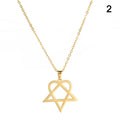 Classic simple Heartagram Star Heart Stainless Steel Pendant Necklace jewelry
