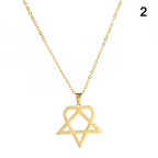 Classic simple Heartagram Star Heart Stainless Steel Pendant Necklace jewelry