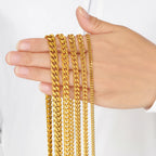 Hot Sale 5mm/6mm/7mm/8mm/9mm Gold Plated Stainless Steel Cuban Link Chains Classic Men Boy Curb Chunky Necklace 20 to 24 Inches