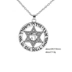 Jeshayuan Star Of David Pendant Necklace With Rhinestone Stainless Steel Hebrew Letter Jewish Talisman Jewelry Necklace