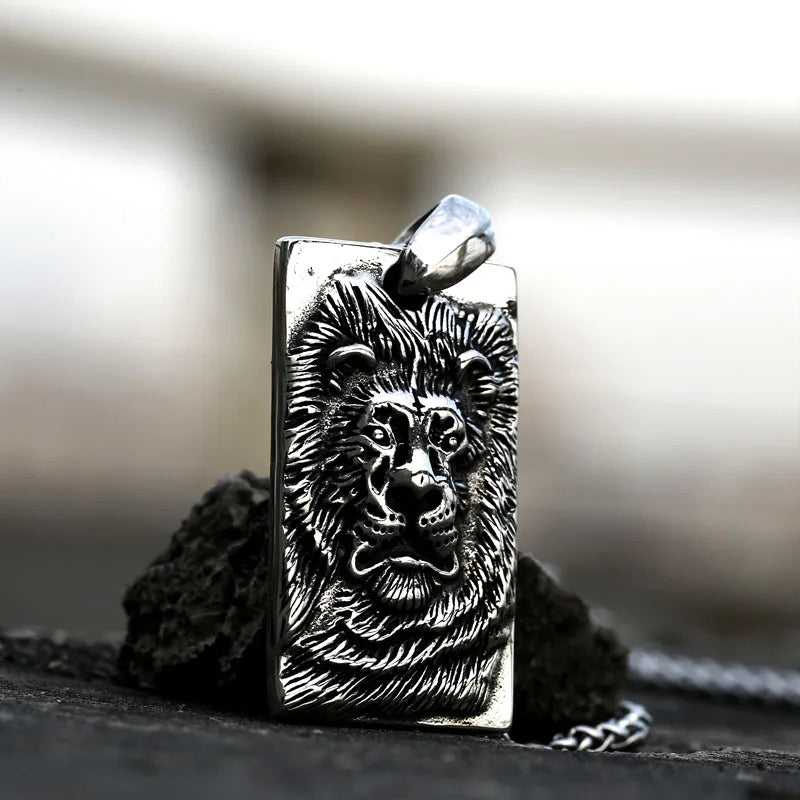 Round Lion Wolf Tiger Pendant — Stainless Steel