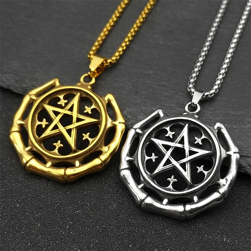 Star Celtic Steel Pendant Vintage Witch Knot Pentagram