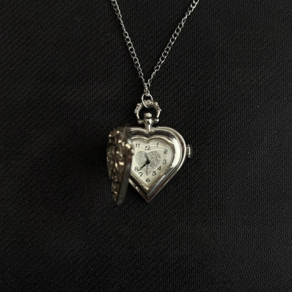 Original Hollow Heart Pocket Watch Chain keychain Design Steampunk Clock Vintage Necklace Pendant Jewelry Watch Men