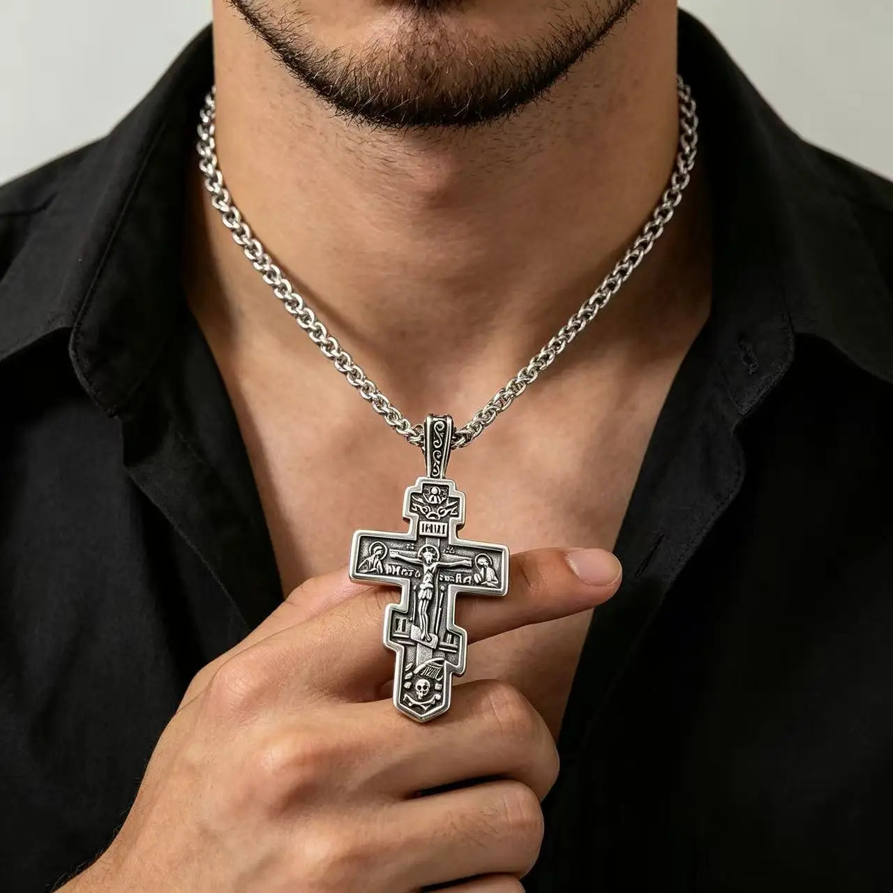 Orthodox Cross Stainless Steel Pendant Necklace