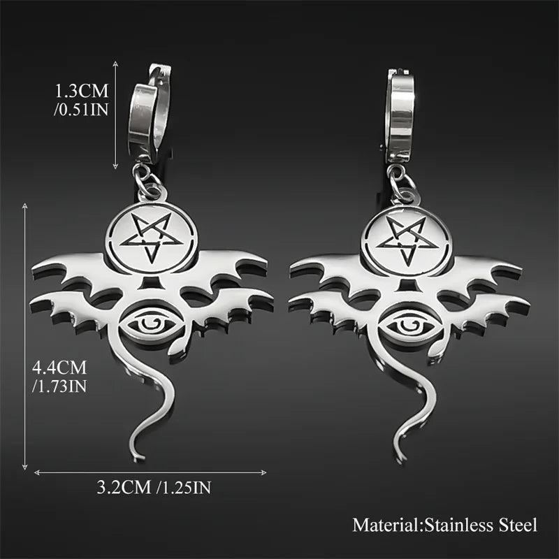 Star Bat Silver Earrings Gothic David Evil Eye