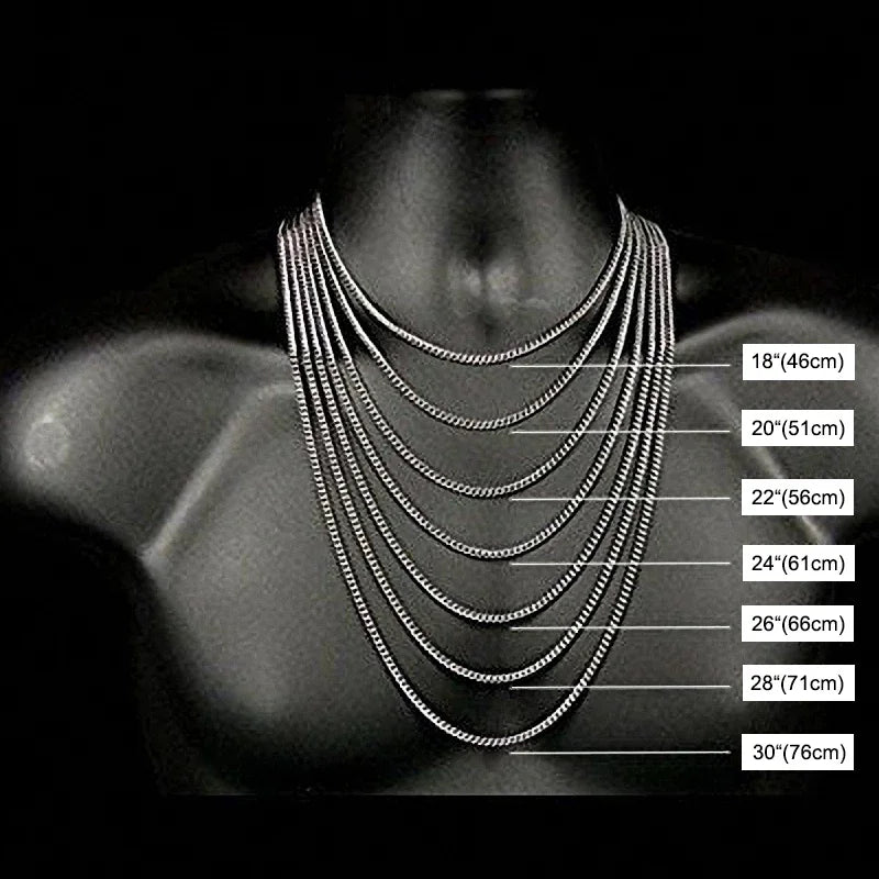 2-12mm Figaro Chain for Men Women, 925 sterling silver Cuban Link Chain,Gold Color Solid Metal Choker,Simple Basic