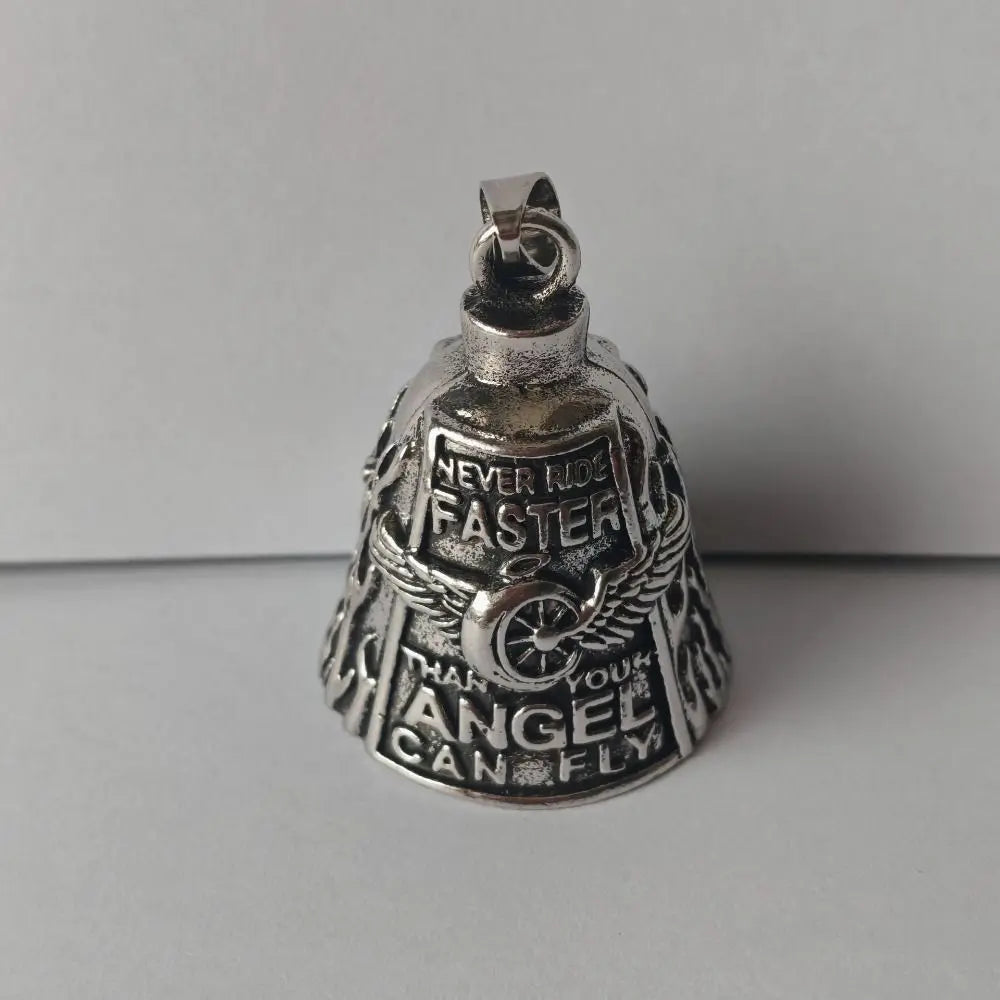 3D Design Motorcycle Guardian Bell Punk Style Wing Design Biker Good Luck Charm Alloy Retro Angel Pendant Bell Daily Wear