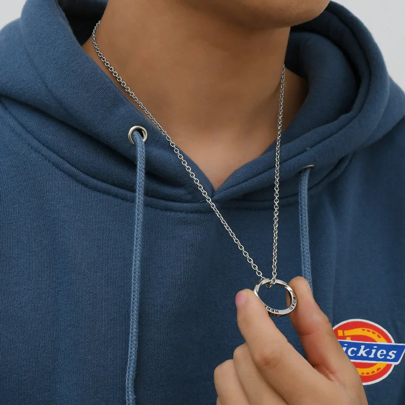 Silver Mobius Circle Pendant Necklace Stainless Steel