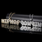 Iced Out Letter Pendant Necklace Stainless Steel