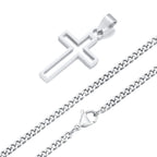 Casual Hollow Cross Necklaces for Men Boys,Waterproof Stainless Steel Cross Pendant Necklace,Religious Faith Prayer Jewelry Gift