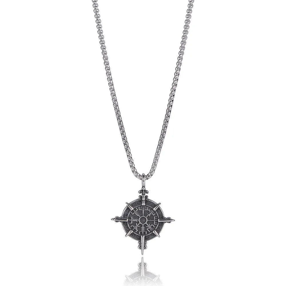 Gothic Viking Rune Amulet Cross Pendant Necklace — Zinc Alloy