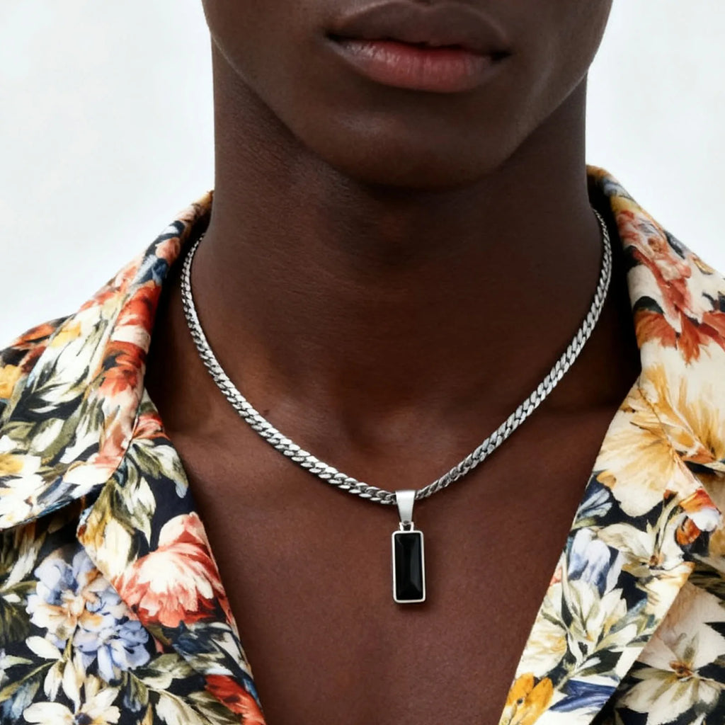 Stone Cuban Chain Necklace — Stainless