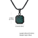 Fashion High Quality Natural Stone Square Pendant Stainless Steel Long Chain Necklace Trendy Simple Popular Jewelry for Men Gift