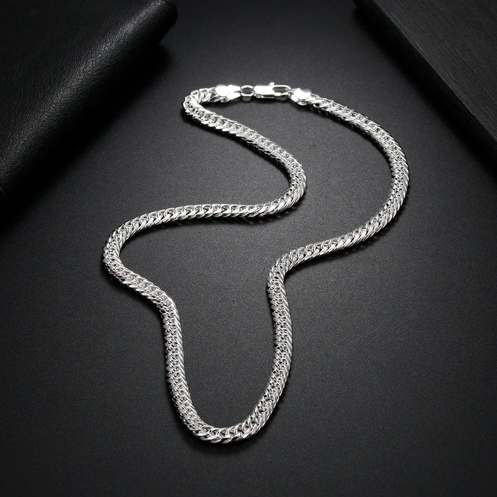 50-60cm wholesale 925 Sterling Silver 6MM Solid chain Necklace for Men's Women Luxury Fashion Wedding Jewelry Christmas Gifts