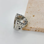 EManco Horseshoe U-shaped Star Retro Stainless Steel Men's Rings Punk Hip Hop for Male Boyfriend Biker Jewelry Creativity Gift