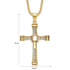 CZ Jesus Cross Pendant Necklace — Stainless Steel