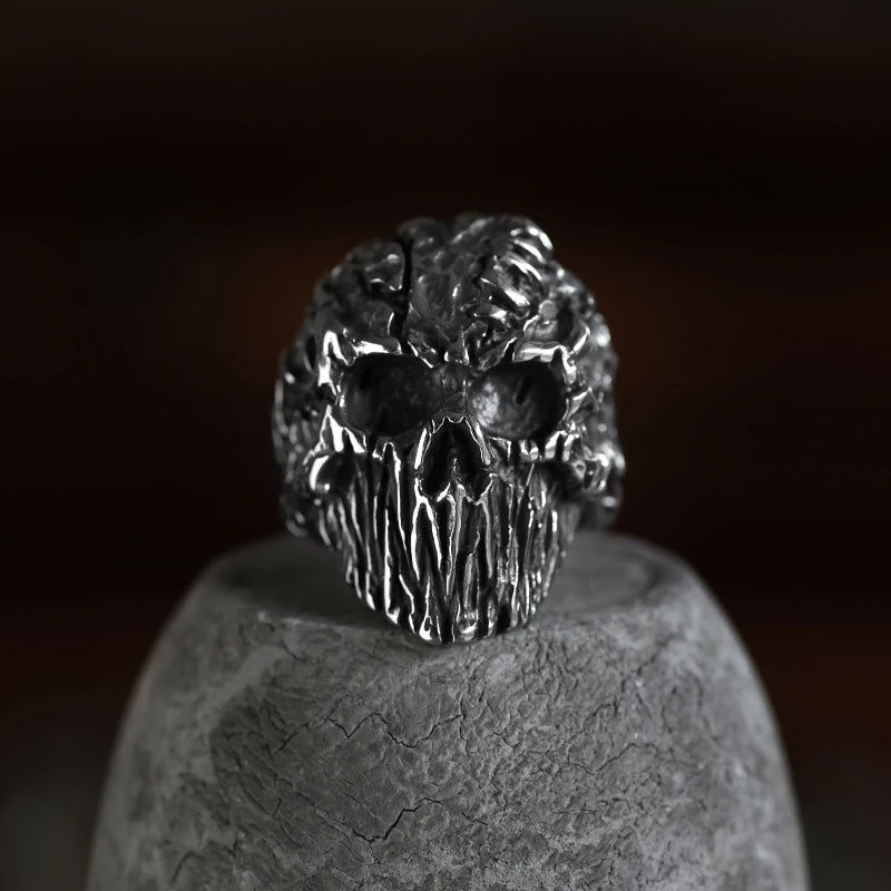 Hip-Hop Men's Biker Rings Head Evil Skull Ring Gothic Punk Rock Biker Jewelry Accessories Wholesale