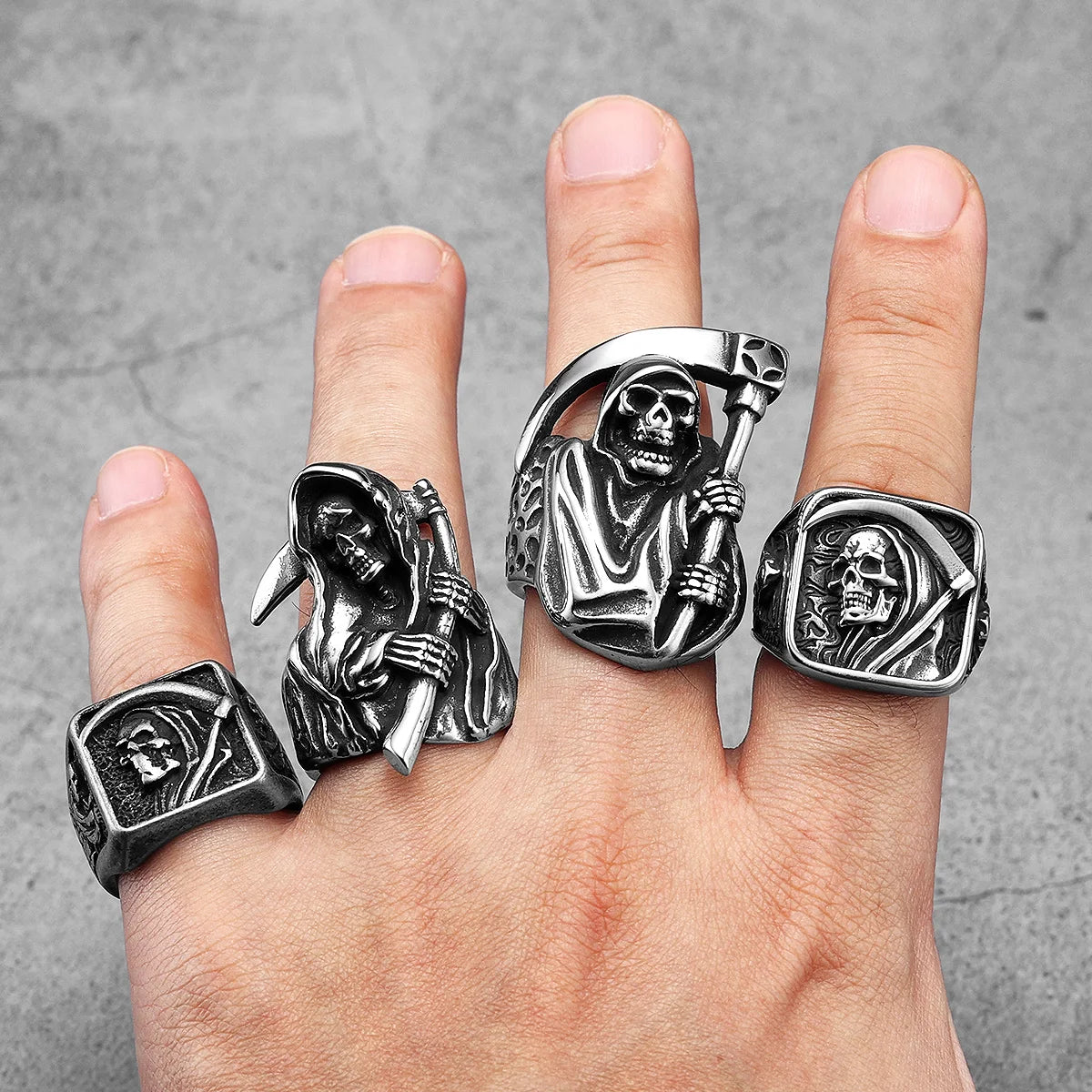 Grim Reaper Skull Ring — Stainless Steel