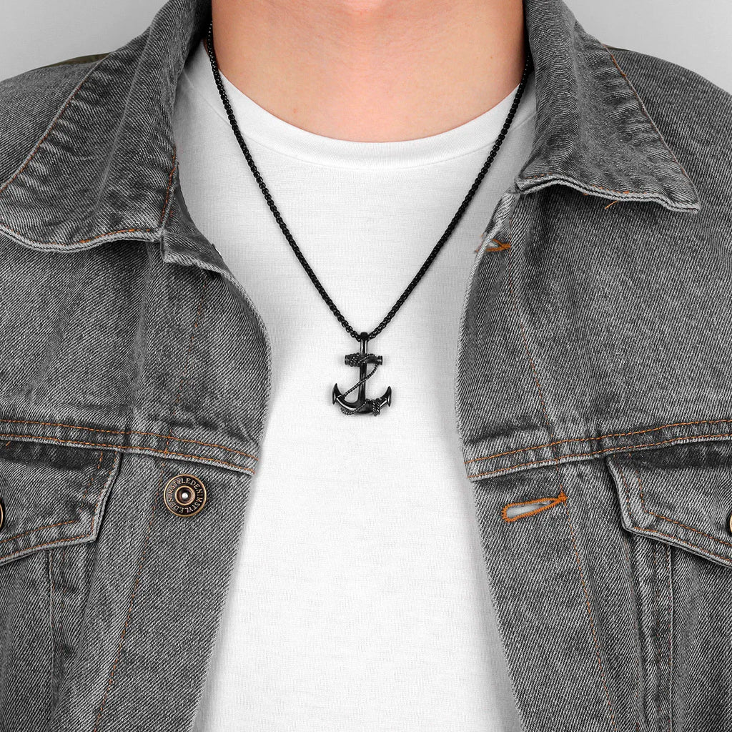 Anchor Sailor Pendant Necklace — Stainless Steel