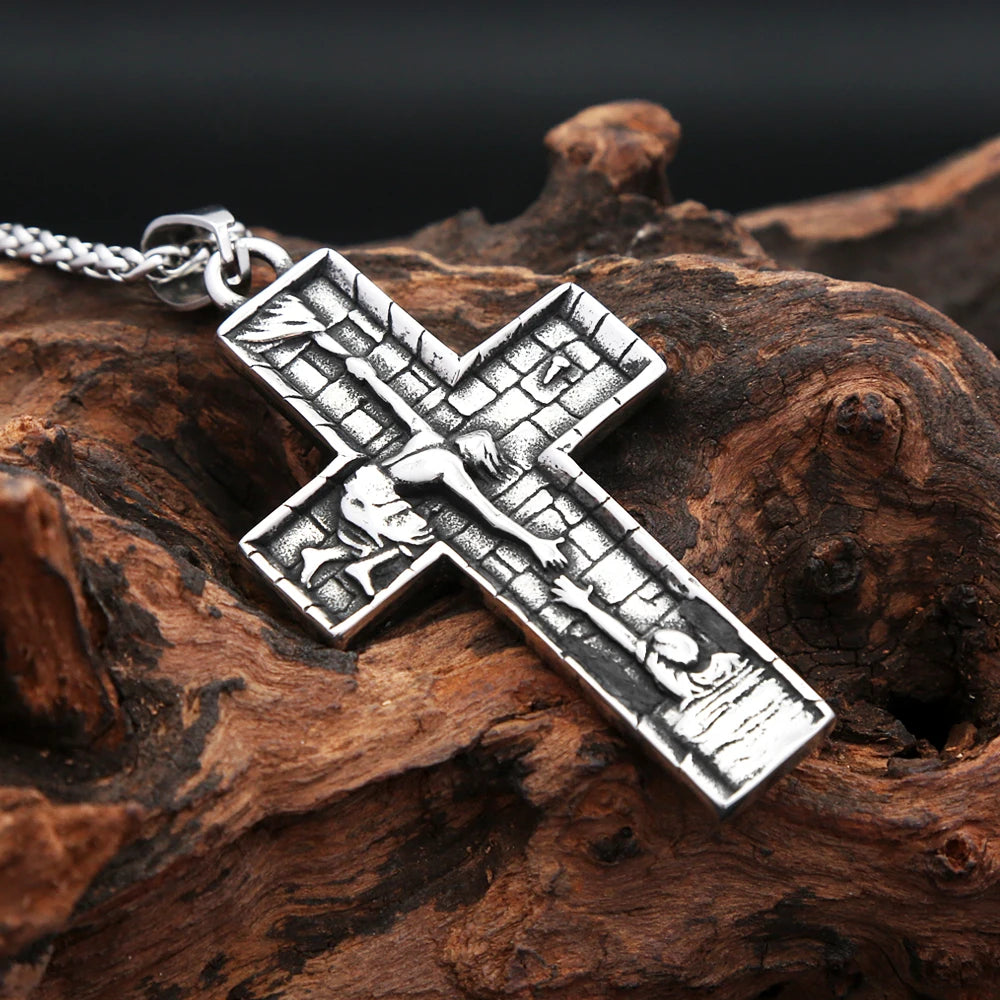 Jesus Cross Pendant — Stainless Steel