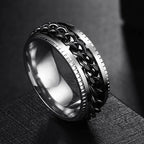 Anxiety Fidget Rings For Men Spining Titanium Stainless Steel Colorfully Spinner Rotatable Chain Jewelry Rotating Rings