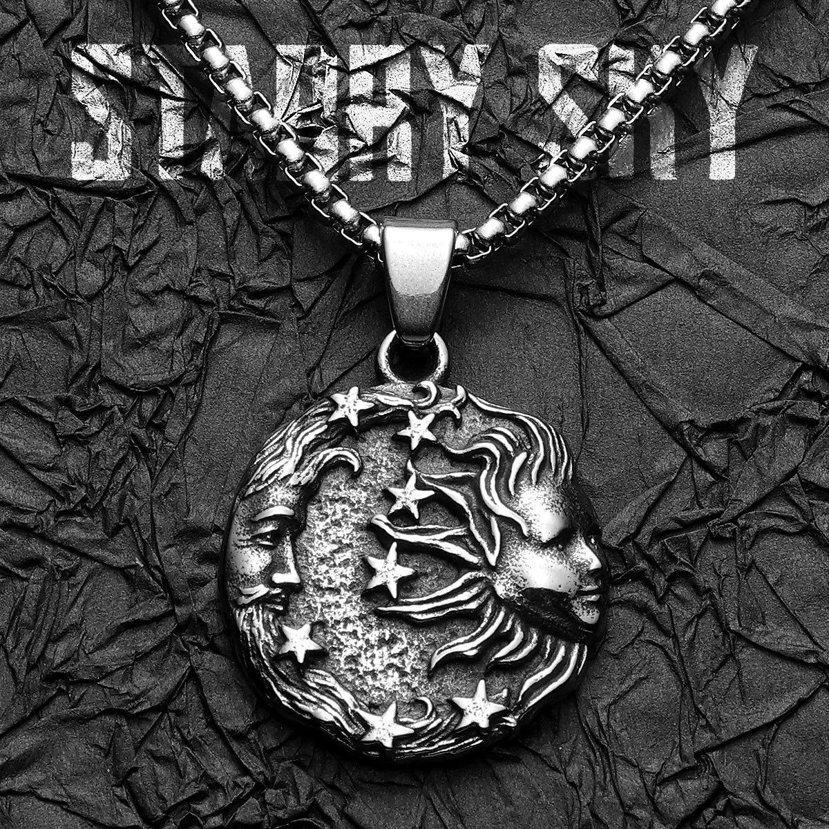 Greek Myth Sun Moon Pendant — Stainless Steel