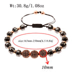 Luxury Micro Pave CZ 8mm Disco Charm Men Bracelet Classic Hematite Beaded Woven Bracelets Bileklik Women Jewelry