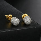 Iced Out Cylindrical Stud Earrings — Gold