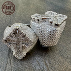 Fashion Design Brilliant 925 Silver Cross Rings For Men Shiny Zircon Inlay Iced Out Hip Hop Ring Vintage Rapper Jewelry