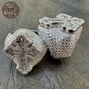 Vintage Iced Out Rapper Cross Ring — Silver-Tone