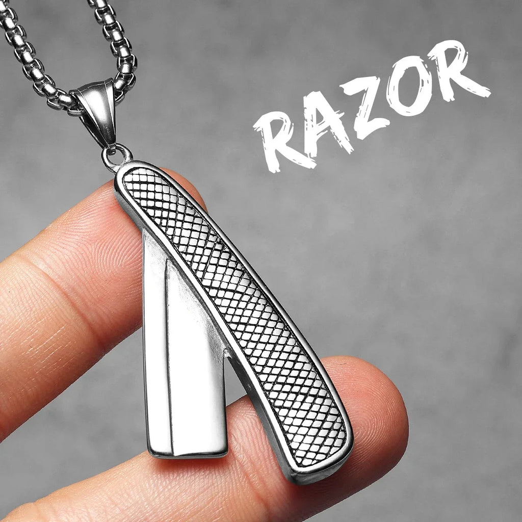 Barber Tools Pendant Necklace — Stainless Steel