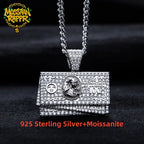 Iced Out Dollar Bill Pendant — 925 Silver