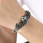 Cool Gothic Viking Skull Head Bracelet for Men Solid Stainless Steel Bangle Bracelets Opening Cuff Punk Rock Jewelry