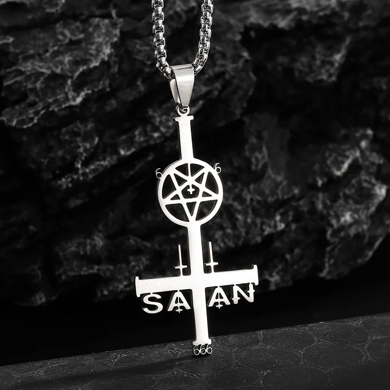Inverted Cross Stainless Steel Pendant Necklace