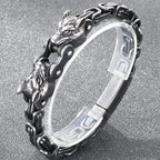 Double Wolf Head Link Chain Bracelet for Man 316L Stainless Steel Biker Charm Bracelets Vintage Punk Motorcycle Viking