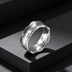 Men's Stainless Steel Vintage Irregular Hammered Ring High Polished 8mm Wide Band Ring Fashion Statement Jewelry Gift for Men