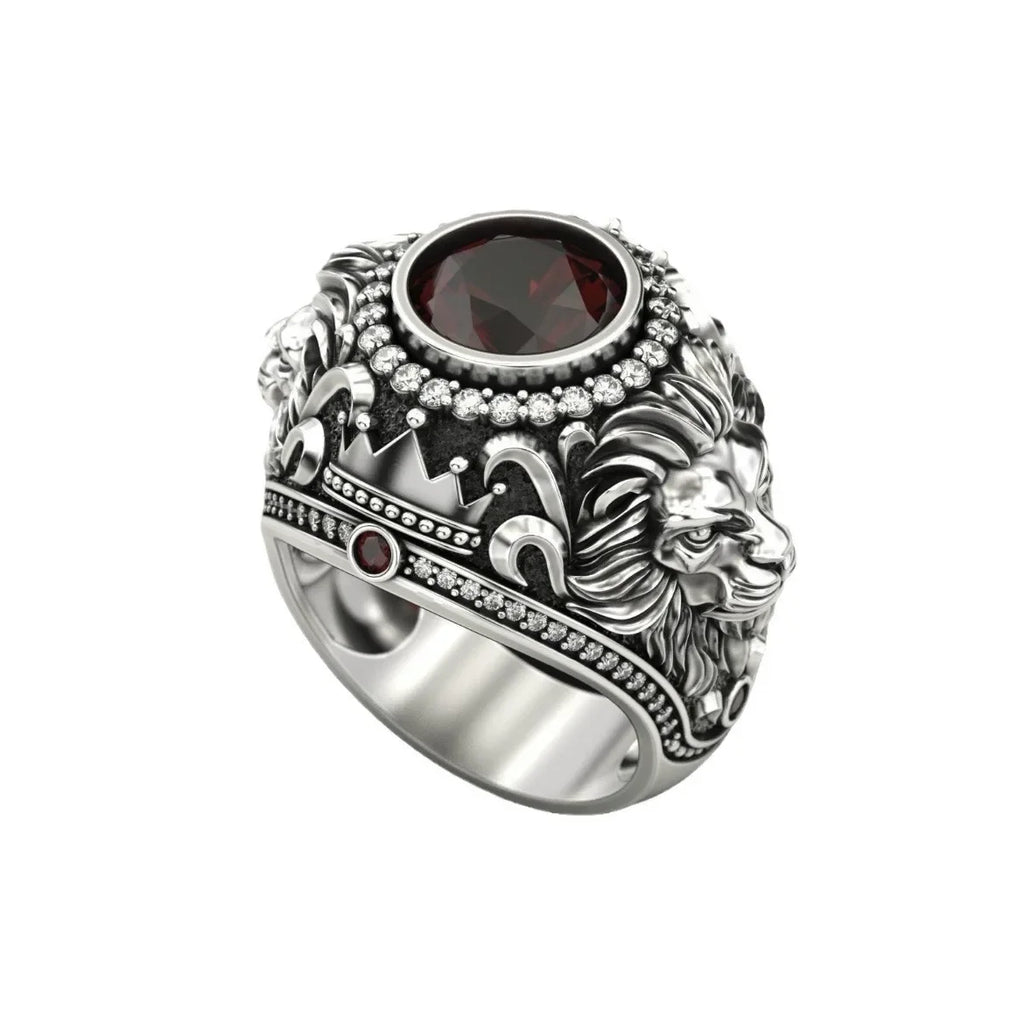 New Men's Rings, Atmospheric Fashion Retro Men's Rings, Crown Lion Rings, Trend