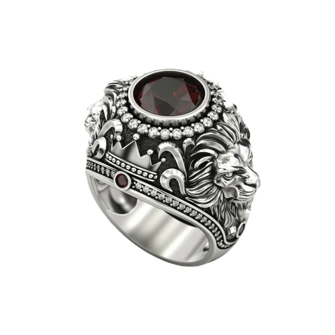 New Men's Rings, Atmospheric Fashion Retro Men's Rings, Crown Lion Rings, Trend