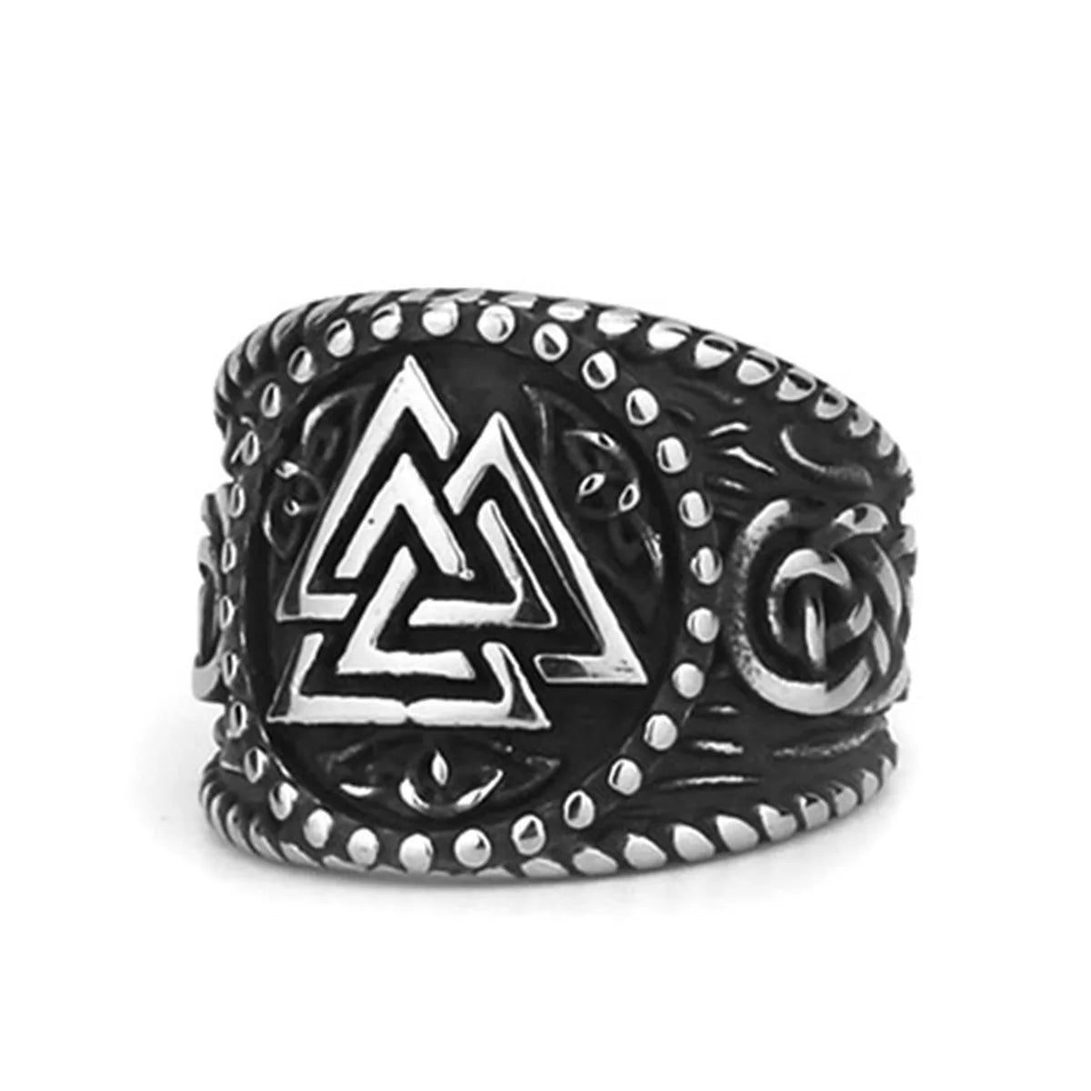Odin Steel Ring 316L Nordic Runes Triangle